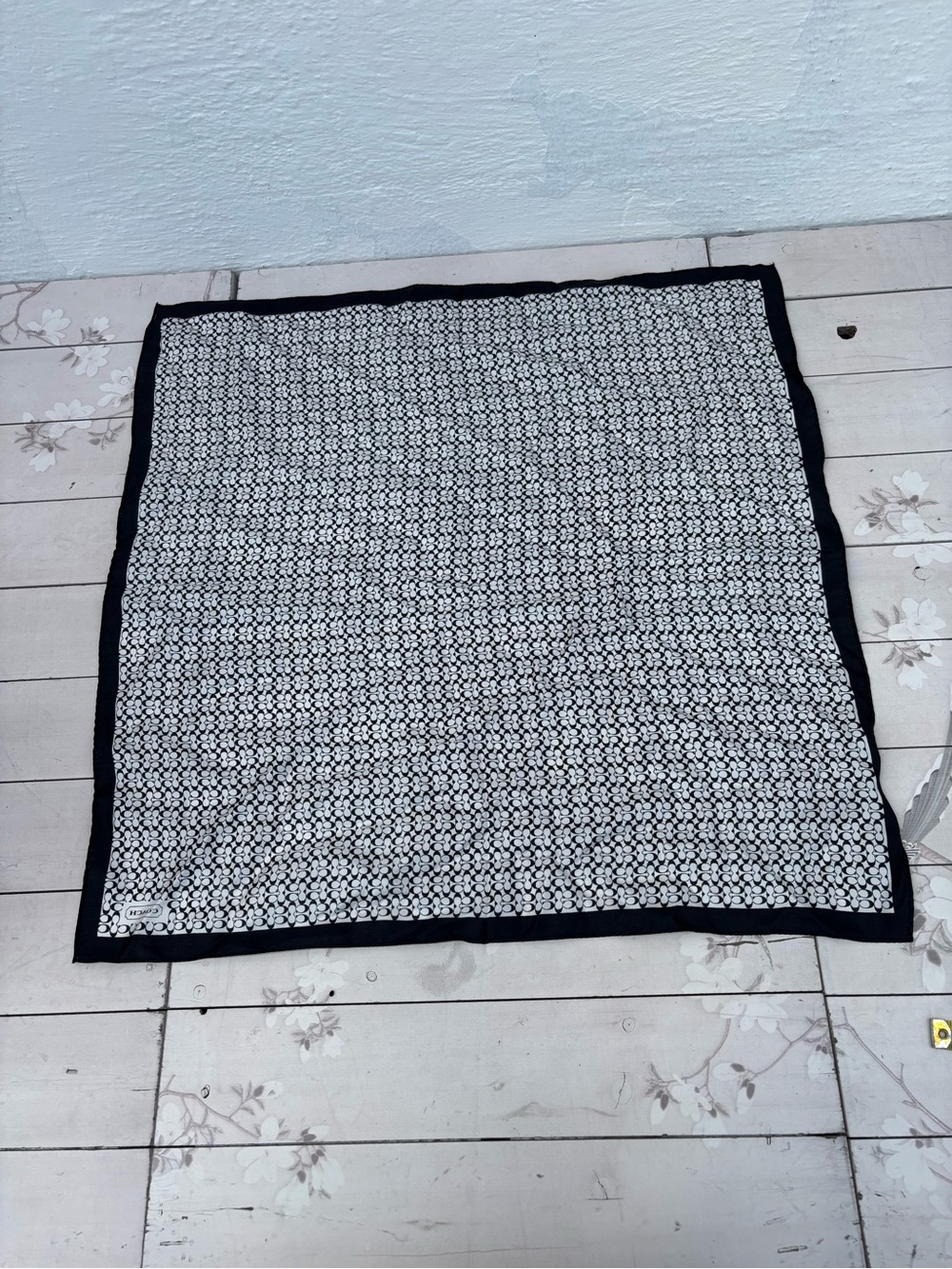Coach Black and White Signature Dot Scarf